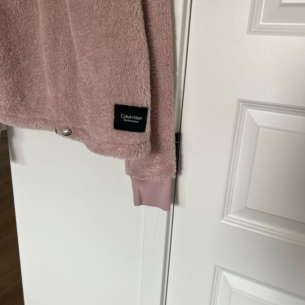 CALVIN KLEIN Quarter-zip Fleece Sweatshirt In Evening Sand - Picture 9 of 12